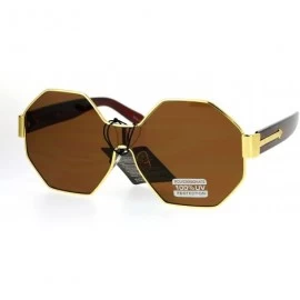 Shield Octagonal Shield Robotic Large Futuristic Fashion Sunglasses - Gold Brown - CL12O6C2PHJ $15.07