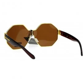 Shield Octagonal Shield Robotic Large Futuristic Fashion Sunglasses - Gold Brown - CL12O6C2PHJ $15.07