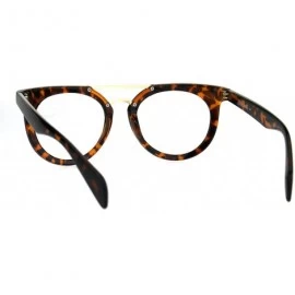 Round Designer Fashion Clear Lens Glasses Round Flat Metal Top Bridge UV 400 - Tortoise - CW1869LMA6S $20.10