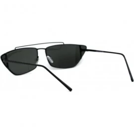 Cat Eye Womens Retro Flat Top Wide Cat Eye Metal Rim Sunglasses - Black Green - CE18UL8MW7I $14.50