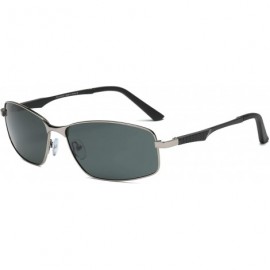 Sport Men Retro Metal Classic Rectangular Polarized Flat Lens Sports Fashion Sunglasses - Olive/Silver - C718WU6QW97 $38.84