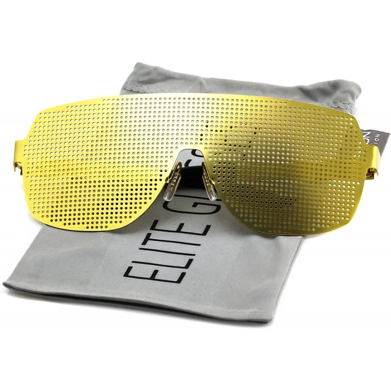 Oversized Disco Costume Party Rave Alien Space Futuristic Mesh Shield Lens Visor Glasses - Gold - C011HW55MGF $17.82
