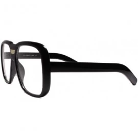 Square Classic Retro Hip Hop Style Clear Lens Eye Glasses - Black - CH18W8DKTQC $23.13