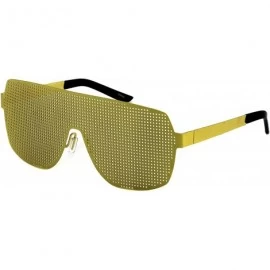 Oversized Disco Costume Party Rave Alien Space Futuristic Mesh Shield Lens Visor Glasses - Gold - C011HW55MGF $17.82