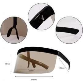 Shield Oversize Shield Visor Sunglasses Flat Top Mirrored Mono Lens 170mm - Black Frame Gold Lens - C318RW7XOQG $14.09