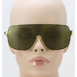 Oversized Disco Costume Party Rave Alien Space Futuristic Mesh Shield Lens Visor Glasses - Gold - C011HW55MGF $10.01
