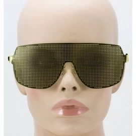 Oversized Disco Costume Party Rave Alien Space Futuristic Mesh Shield Lens Visor Glasses - Gold - C011HW55MGF $17.82