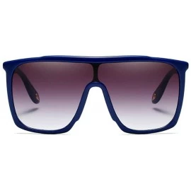 Square Large Men Sunglasses Vintage Retro 70s Squared Frame Flat Top Shield Glasses - Blue - CB18K6ZWHHC $11.15
