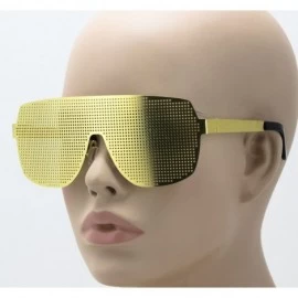 Oversized Disco Costume Party Rave Alien Space Futuristic Mesh Shield Lens Visor Glasses - Gold - C011HW55MGF $17.82