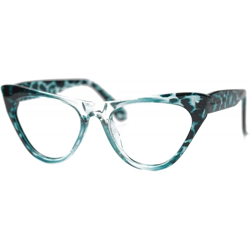 Round Womens Leopard Pattern Cat Eye Reading Glasses Quality Eye Glass Frame - Blue Leopard - CO18IG4WK7E $12.13