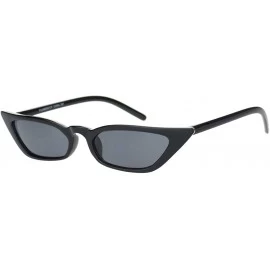 Cat Eye Womens Narrow Owl Shape Plastic Cat Eye Sunglasses - All Black - CK18OCZ55TI $8.66