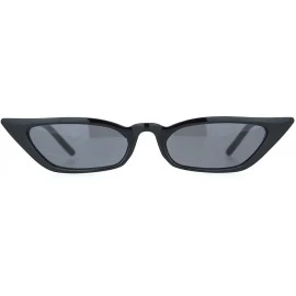 Cat Eye Womens Narrow Owl Shape Plastic Cat Eye Sunglasses - All Black - CK18OCZ55TI $8.66