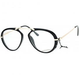 Aviator Clear Lens Aviator Glasses Unique Metal Top Bridge Fashion Eyeglasses - Black Gold - CB186KW6Z0S $20.08