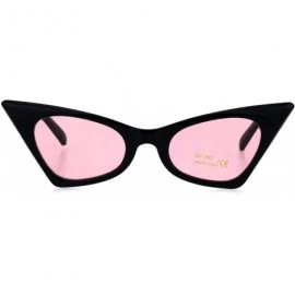 Rectangular Womens Hippie Color Lens Black Plastic Goth Cat Eye Sunglasses - Pink - CA18H0R74X6 $8.76