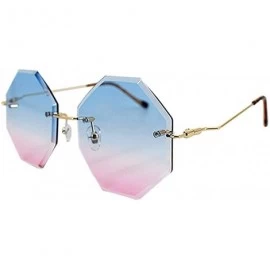 Round Women Hipster Polygon Sunglasses UV400 Metal Frame Eyewear - ue - CQ19C4D59YU $23.35