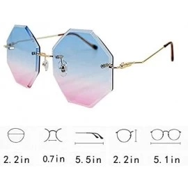 Round Women Hipster Polygon Sunglasses UV400 Metal Frame Eyewear - ue - CQ19C4D59YU $14.75