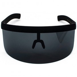 Oversized Men Women Oversize Shield Visor Sunglasses Flat Top Mirrored Mono Lens - Black - CX18G842Q03 $32.90
