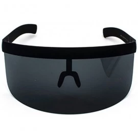 Oversized Men Women Oversize Shield Visor Sunglasses Flat Top Mirrored Mono Lens - Black - CX18G842Q03 $19.50