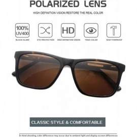 Rectangular Classic decent outdoor eyewear with UV protective polarized lens acetate sunglasses - Havana - C41966EOTL7 $17.23