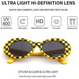 Oversized Retro Clout Goggles Oval Sunglasses Mod Thick Frame Kurt Cobain - Yellow Checkered - CQ1893NEZDN $7.83