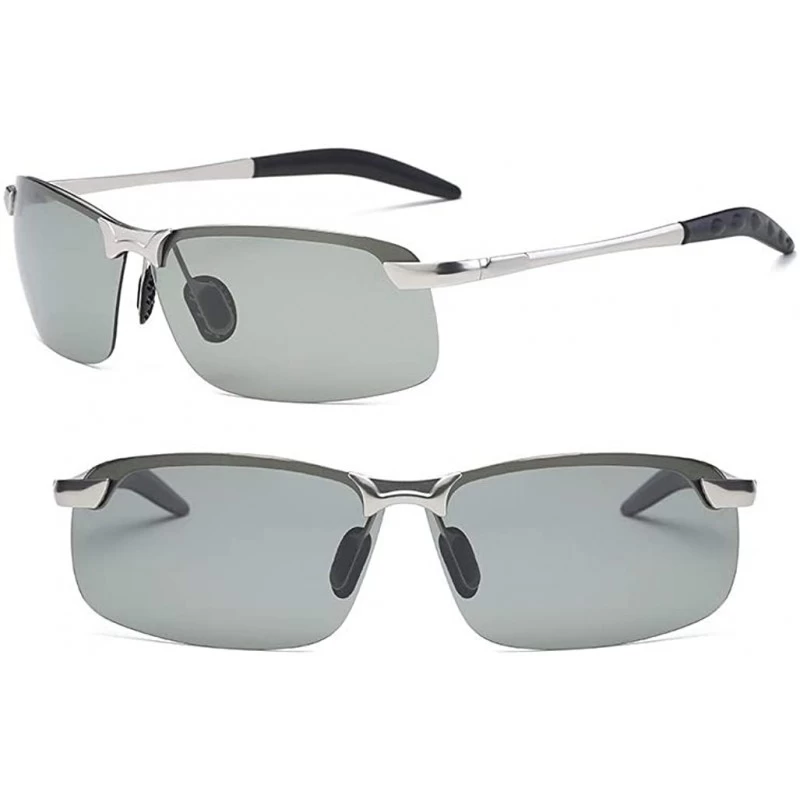 Aviator Photochromic Polarized Sunglasses Sports Eyewear UV Protection Fishing Golf Goggles for Men - Silver - CM18LMWUCKE $1...