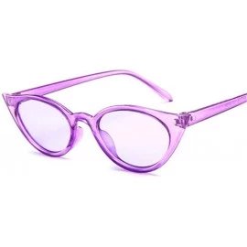 Oval Vintage Cat Eye Sunglasses Women Small Oval Sun Glasses Ladies BLACK As Picture - Purple - C518XE0S73Q $8.85