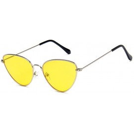 Semi-rimless Trendy Tinted Color Vintage Shaped Sun glasses Shaped Ocean Cat Eye Sunglasses Women - C6 - CV18TCAX9TS $8.71