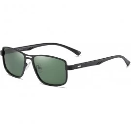 Square Men's Retro TR90 Ultra Light Square Frame Driving Polarized Sunglasses B2531 - Black- Dark Green - CO18AORK3S8 $28.00