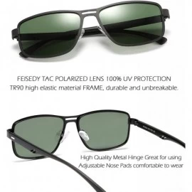 Square Men's Retro TR90 Ultra Light Square Frame Driving Polarized Sunglasses B2531 - Black- Dark Green - CO18AORK3S8 $14.19