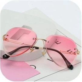 Semi-rimless RimlSunglasses Women Sun Glasses Gradient Shades Cutting Lens FramelMetal Eyeglasses UV400 - Pink - C3197Y79Z6S ...