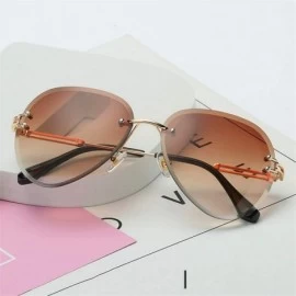 Semi-rimless RimlSunglasses Women Sun Glasses Gradient Shades Cutting Lens FramelMetal Eyeglasses UV400 - Pink - C3197Y79Z6S ...