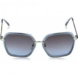 Rectangular Women's 1050SP Hexagon-Shaped Combo Metal Sunglasses with 100% UV Protection - 55 mm - Blue - CY193YZ8Z75 $30.19