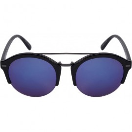 Semi-rimless Half Frame P3 Sunglasses with Color Mirrored Lens 541010-REV - Black/Blue Revo - CX12DG7IFON $13.13