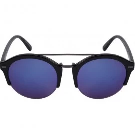 Semi-rimless Half Frame P3 Sunglasses with Color Mirrored Lens 541010-REV - Black/Blue Revo - CX12DG7IFON $13.13