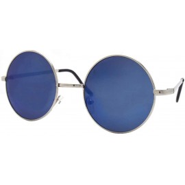 Round John Lennon 60's Vintage Round Hippie Sunglasses P2012 - Silver-bluemirror Lens - CH11BFTQ7JZ $21.86