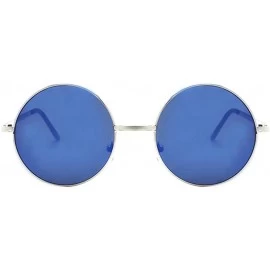 Round John Lennon 60's Vintage Round Hippie Sunglasses P2012 - Silver-bluemirror Lens - CH11BFTQ7JZ $10.93