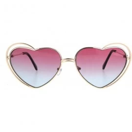 Oversized Heart Shape Sunglasses Oversized Double Metal Frame Gradient Color Lens - Gold (Pink Blue) - CA18S06Q4GC $20.65