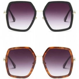 Oversized Oversized Geometric Sunglasses for Women Fashion Chic Square Aviator Frame - Black + Tortoise - CM18S2S53MS $33.54
