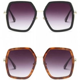 Oversized Oversized Geometric Sunglasses for Women Fashion Chic Square Aviator Frame - Black + Tortoise - CM18S2S53MS $16.32