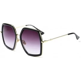 Oversized Oversized Geometric Sunglasses for Women Fashion Chic Square Aviator Frame - Black + Tortoise - CM18S2S53MS $16.32