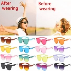 Oversized Square Sunglasses Women Fashion Rimless Frame Glasses Transparent Eyewear Transparent Candy Color Eyewear - E - CU1...