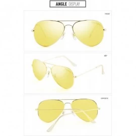 Oversized Anti-glare HD Night Driving Glasses Polarized Unisex Aviator Sunglasses - Gold Frame Yellow Lens - CQ187YSNAT7 $18.24