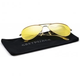 Oversized Anti-glare HD Night Driving Glasses Polarized Unisex Aviator Sunglasses - Gold Frame Yellow Lens - CQ187YSNAT7 $18.24