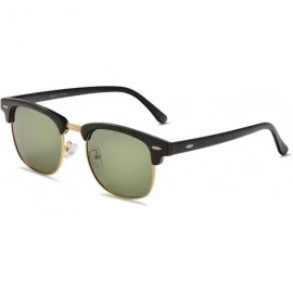 Aviator Classic Polarized Semi Rimless Mens Sunglasses for Women - UV400 with case - Green-17 - CO18O3M7R9W $24.41
