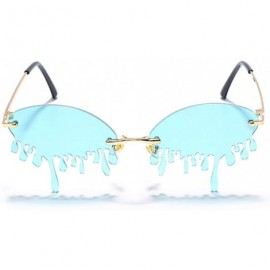 Round Women's Fashion Trend Funny Frameless Sunglasses Retro Unique Tear-eye Shape Steampunk Sunglasses UV400 - Blue - C21904...