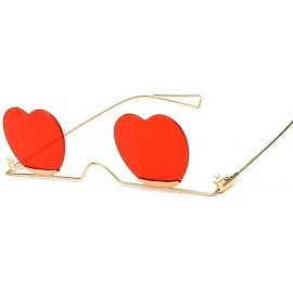 Rimless Fashion Small Rimless Sunglasses Women Vintage Heart Glasses Luxury Brand Metal Pearl Frame Unique Eyewear - 2 - CW19...