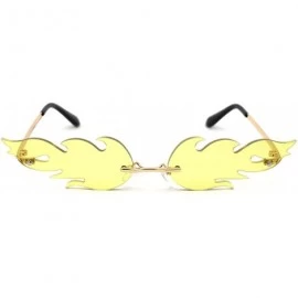 Rimless High Fashion Runway Unique Flame Shape Lens Rimless Sunglasses - Gold Yellow - C3190QADE3L $12.71