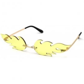 Rimless High Fashion Runway Unique Flame Shape Lens Rimless Sunglasses - Gold Yellow - C3190QADE3L $12.71