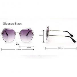 Sport Sunglasses Women's Frameless Crystal Cut Edge UV Protection Diamond Sunglasses - 5 - C5190R73RHW $34.00