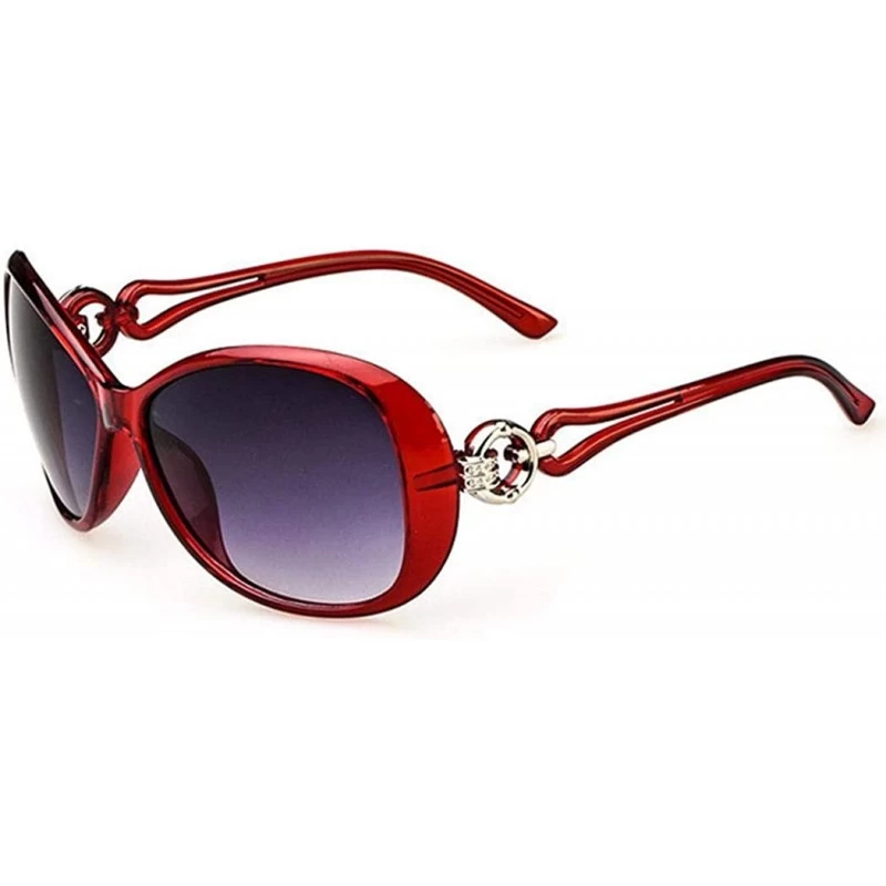 Oval Women Fashion Oval Shape UV400 Framed Sunglasses Sunglasses - Wine Red - CP197N86KX4 $9.91